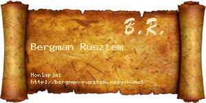 Bergman Rusztem névjegykártya